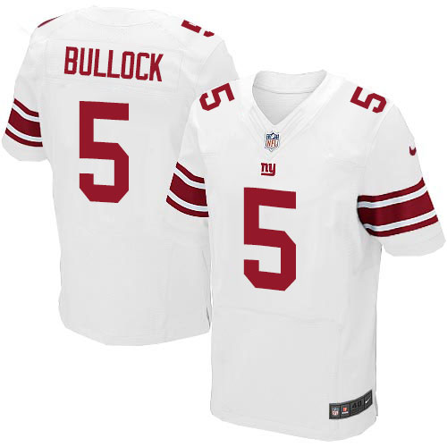 Men's Elite Randy Bullock Nike Jersey White Road - #5 NFL New York Giants